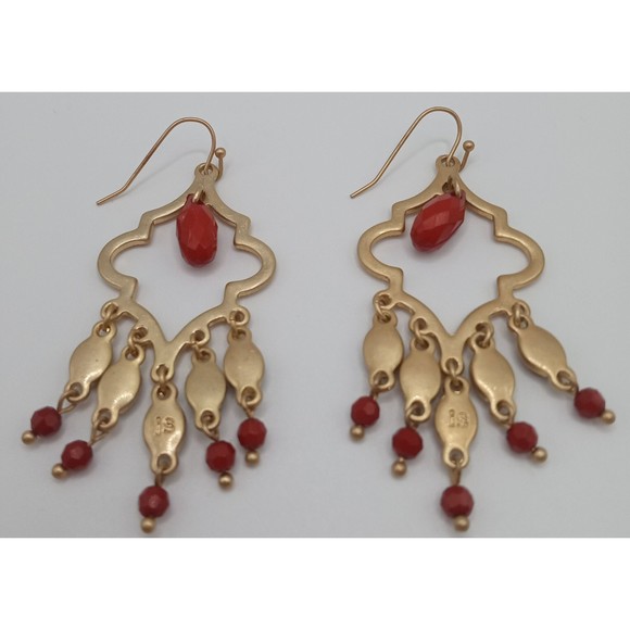 Lia Sophia Cider Gold Tone Dangle Earrings Signed - Picture 8 of 10